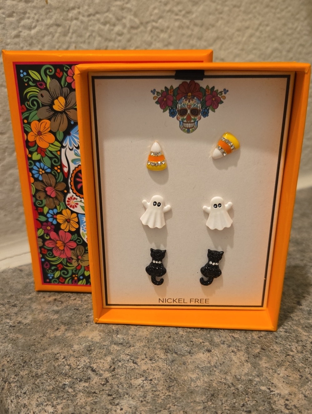 Halloween Earring Set - Ghost, Candy Corn & Black Cat Set of 3 Nickel Free Nwt